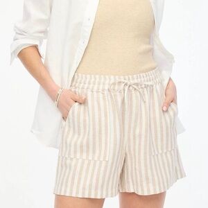 J. Crew Striped Linen-Blend Drawstring Shorts - Vintage Sandstone